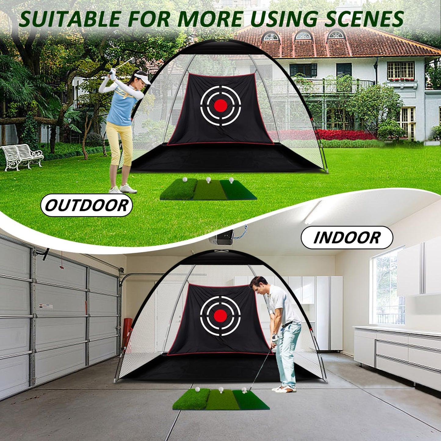 Golf Net for Backyard Practice: Hitting Net with Mat & Target – Training for Driving Chipping Swing Golf Gift for Dad Husband Men