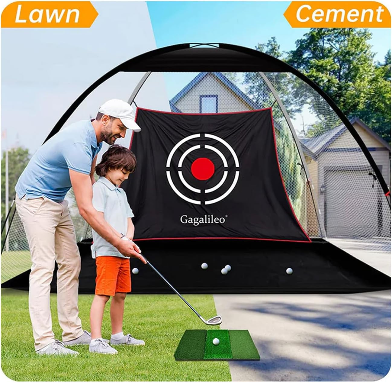 Golf Net for Backyard Practice: Hitting Net with Mat & Target – Training for Driving Chipping Swing Golf Gift for Dad Husband Men